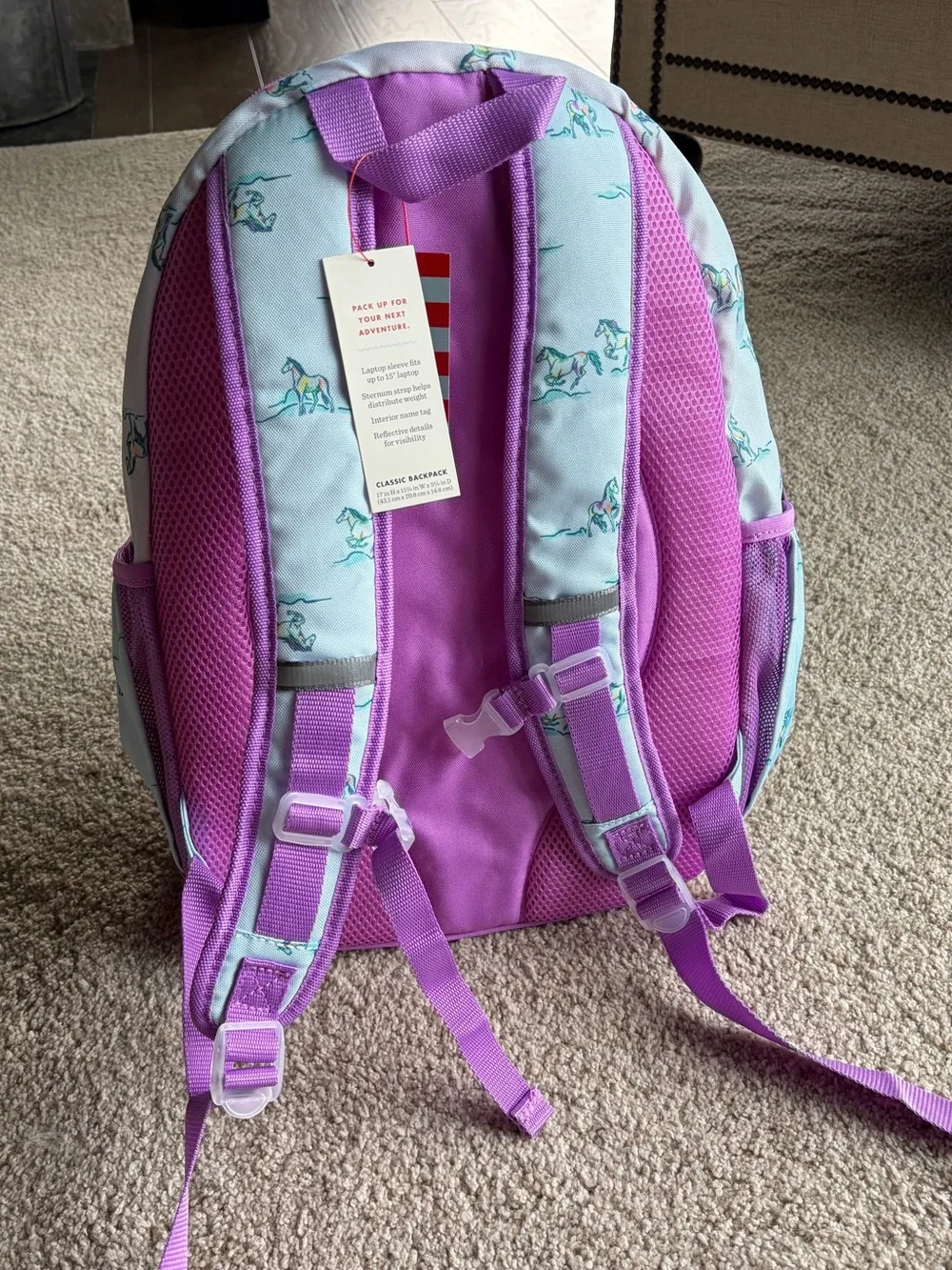 Purple & Blue Horses Design Backpack | Brand New | Cat & Jack